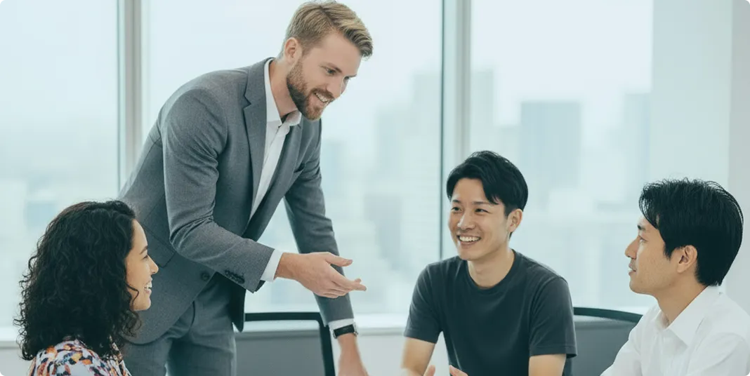 クライアント企業への提案やプログラム改善をしている様子の写真