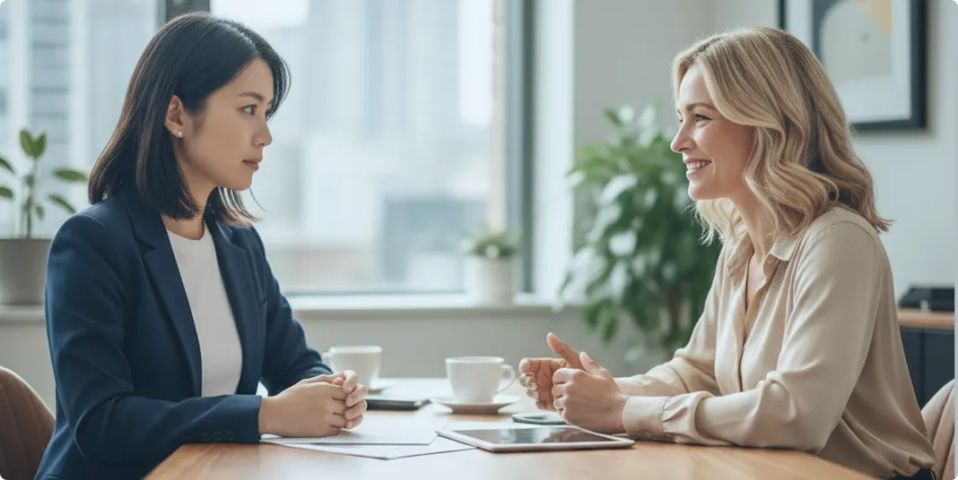 キャリアを自分の手で描いている様子の写真